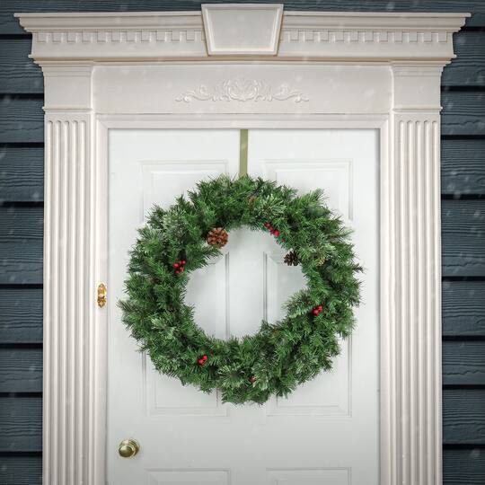 30" Cashmere Wreath with Pinecones & Berries